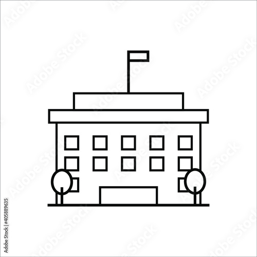 black building icon on white background, vector illustration