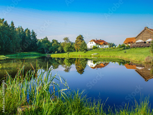 Fototapeta Naklejka Na Ścianę i Meble -  Landscape with lake and trees