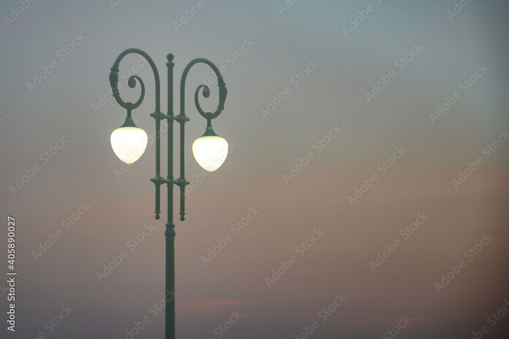 street lamp in the evening