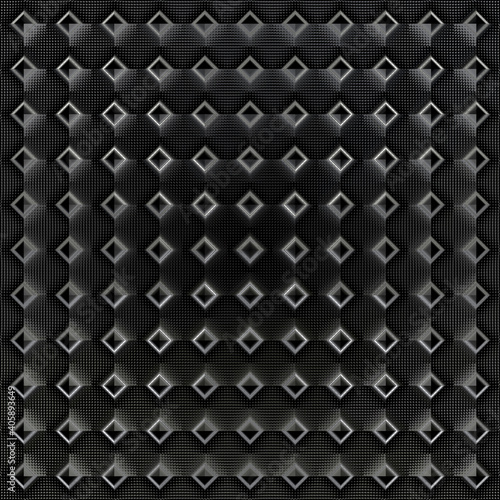 Shiny monochrome tiles with little dots industrial background digitally generated pattern