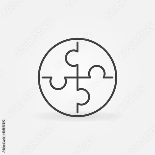 Puzzle linear vector concept circular icon or logo element