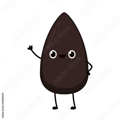 Black sesame seed character design. Black sesame seed on white background.