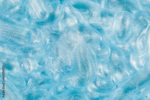 Fototapeta Naklejka Na Ścianę i Meble -  Liquid cream gel, green blue cosmetic texture with bubbles