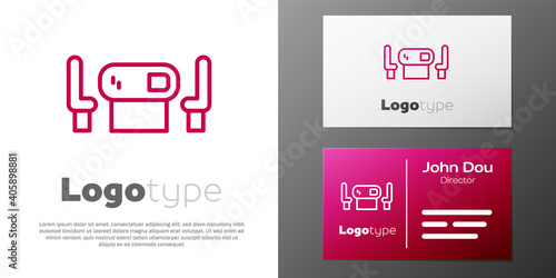 Logotype line Poker table icon isolated on white background. Logo design template element. Vector.