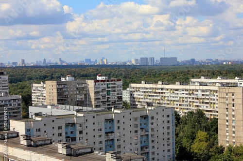  View of the center of Moscow from residential areas.