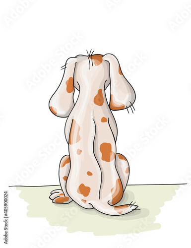 vector illustration spotted dog resting,sommer vacation nice