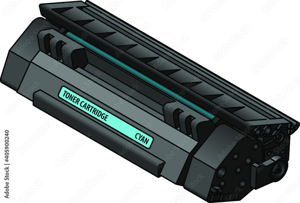 A laser printer toner cartridge - cyan. A laser printer toner cartridge - cyan.