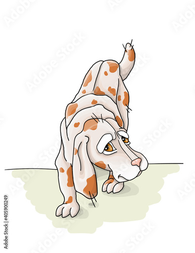 vector illustration spotted dog resting,sommer vacation nice