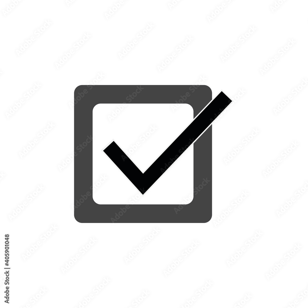 Black check box in black check box right, icon, symbol, emblem, document vector illustration Black check box in black check box right, icon, symbol, emblem, document vector illustration