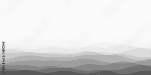Abstract waves cover. Horizontal background with curves in grey colors. Trendy vector illustration.