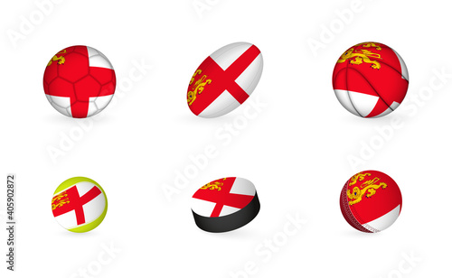 Sports equipment with flag of Sark. Sports icon set. Free Download Sports equipment with flag of Sark. Sports icon set. - GFXLoad