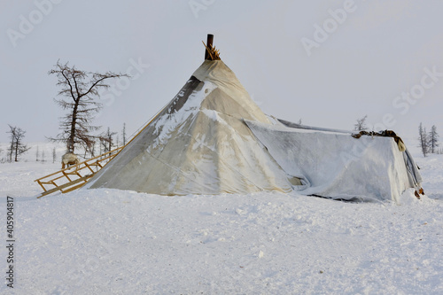 National dwellings of the peoples of the North of Yamal. Wooden sledges