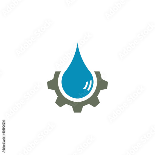 Gear water drop hidraulic logo vector