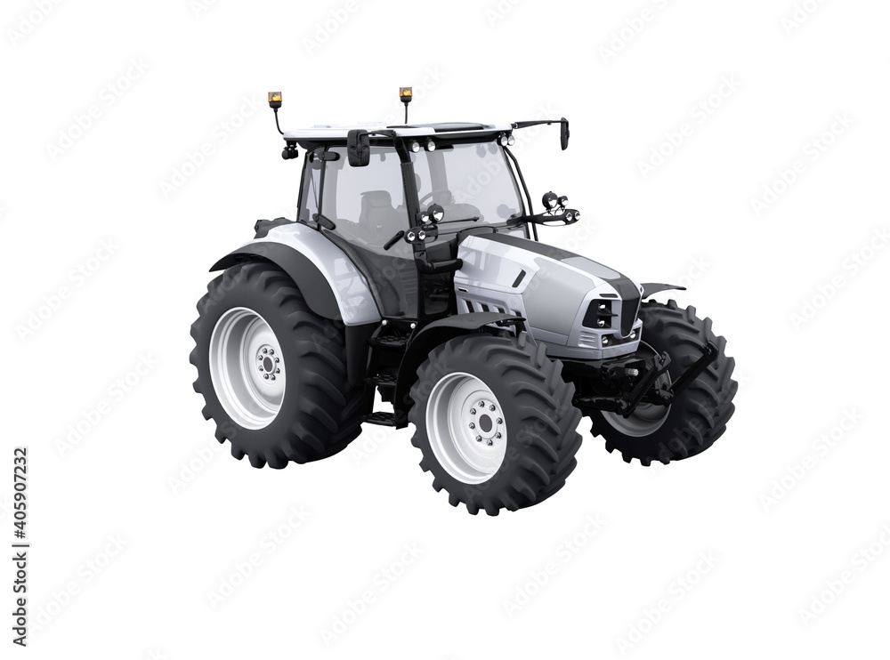 3d rendering tractor for plowing soil isolated on white background no shadow