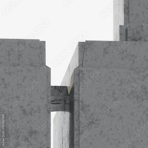 abstract architecture concrete modern design building 3d render illustration