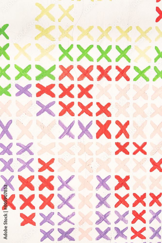 Colorful repetitive cross marks on white background Colorful repetitive cross marks on white background
