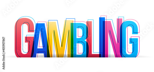 Colorful overlapped letters of the word ''Gambling''. Vector illustration.