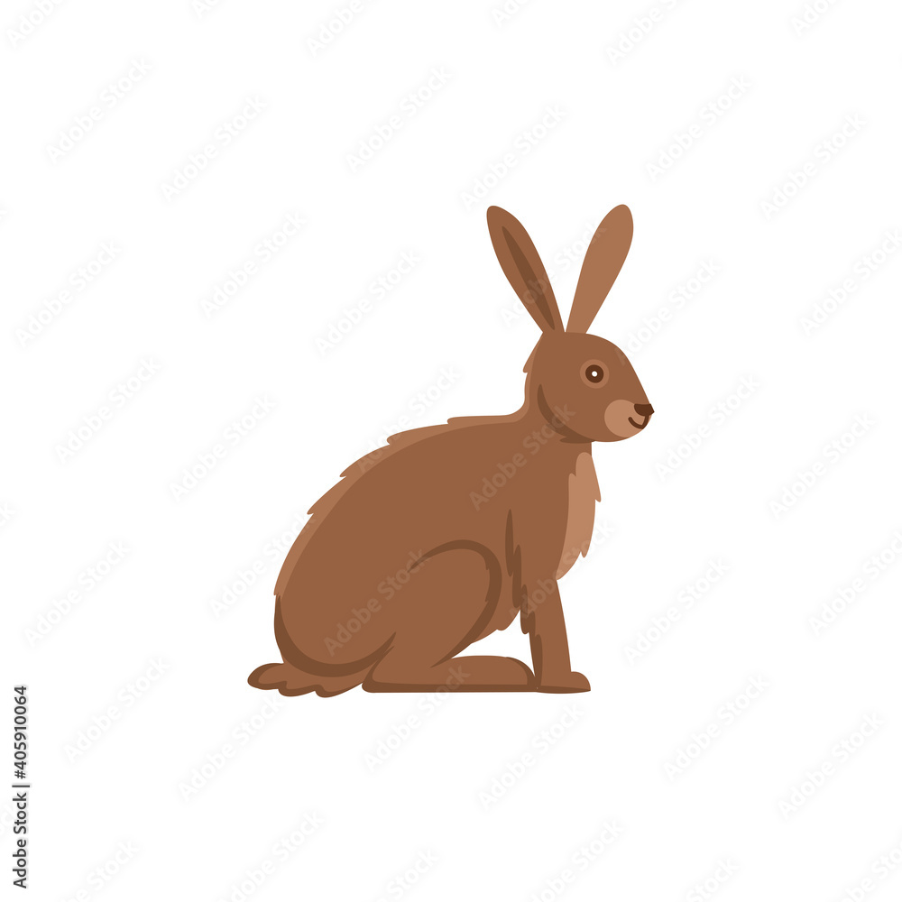 Fototapeta premium Cartoon hare on a white background. Flat cartoon illustration for kids.