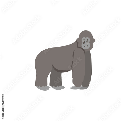 Cartoon gorilla on a white background.Flat cartoon illustration for kids.