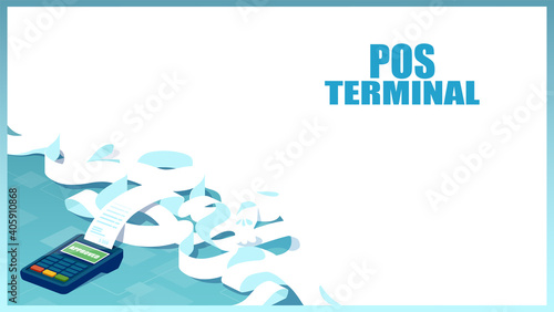 Vector of a POS terminal with a very long receipt