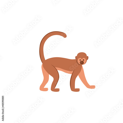Cartoon monkey on a white background.Flat cartoon illustration for kids.