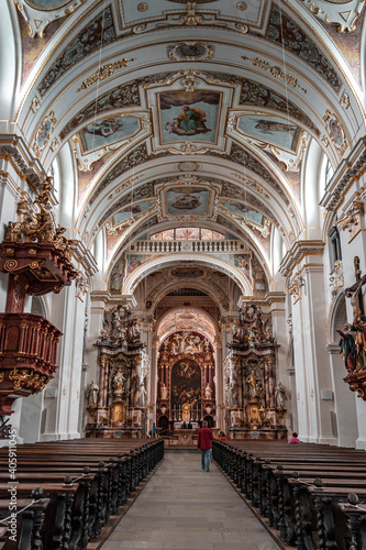 Passage altar view of St. Lawrence Basilica in Kempten Germany