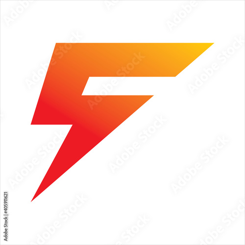 5 letter f lightning logo design
