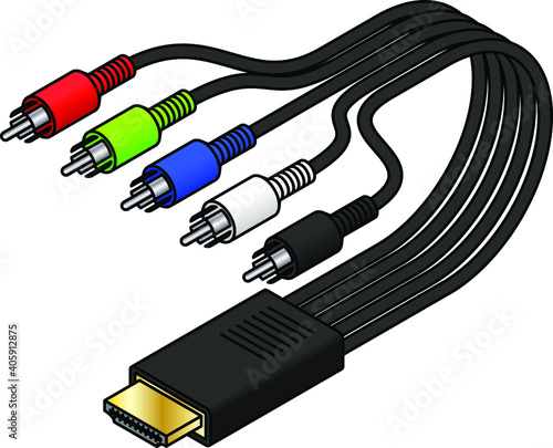 An AV (audio-video) cable. HDMI to RGB and stereo RCA.