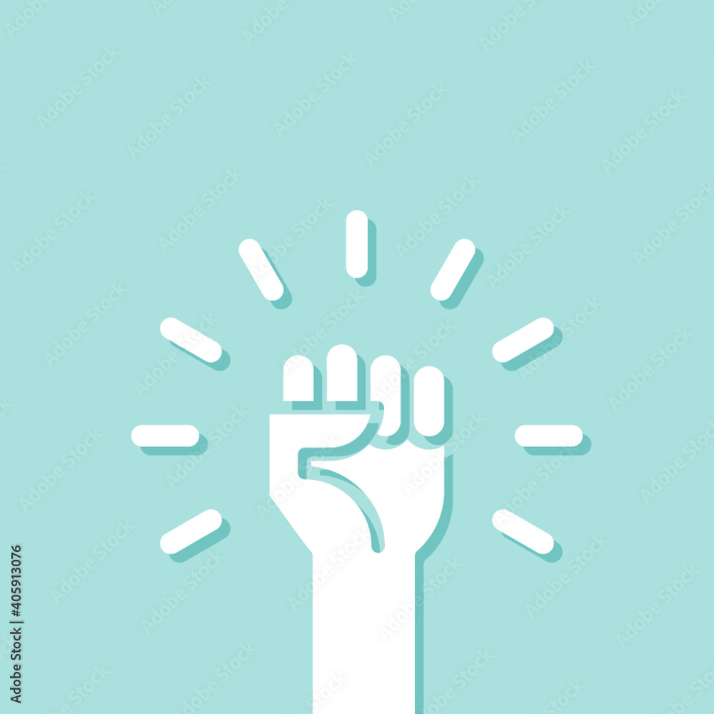 Fist up. Power concept. Vector illustration, flat design Fist up. Power concept. Vector illustration, flat design