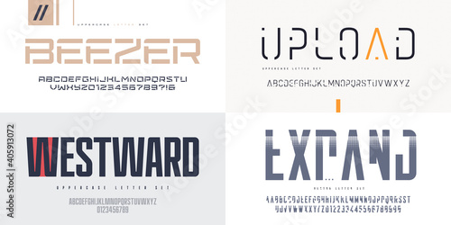 Collection of vector sans serif fonts, uppercase letter sets, alphabets