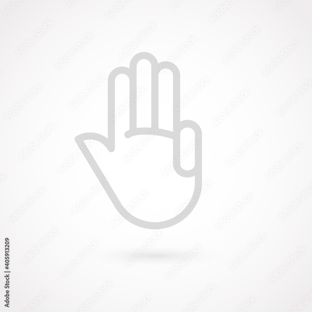 Outline hand icon. Gesture concept. Vector illustration, flat design Outline hand icon. Gesture concept. Vector illustration, flat design