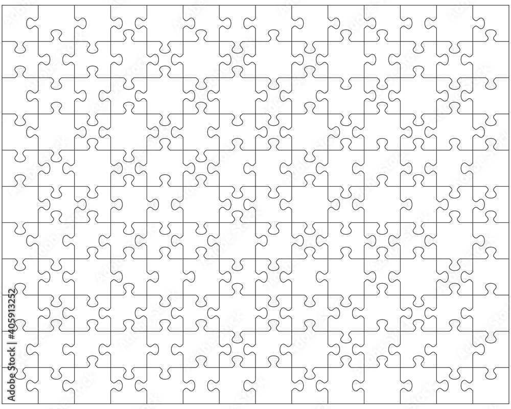 Illustration of big white puzzle, separate parts Illustration of big white puzzle, separate parts
