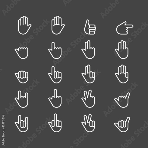 Outline hands icon set. Vector illustration  flat design