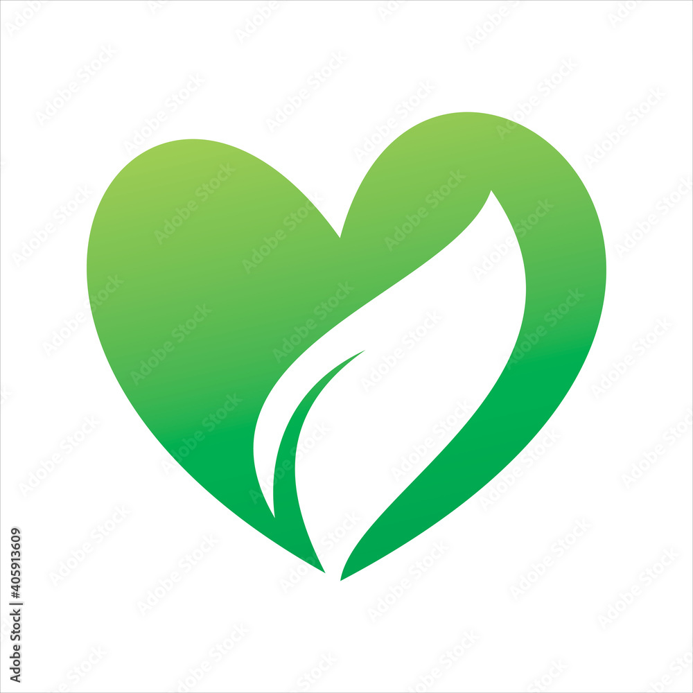 love hearth green leaf logo design love hearth green leaf logo design
