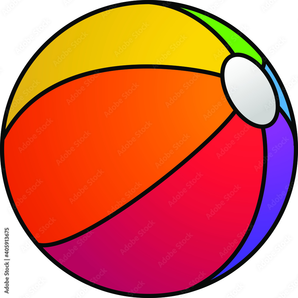 Fototapeta premium A rainbow-coloured inflatable beach ball.