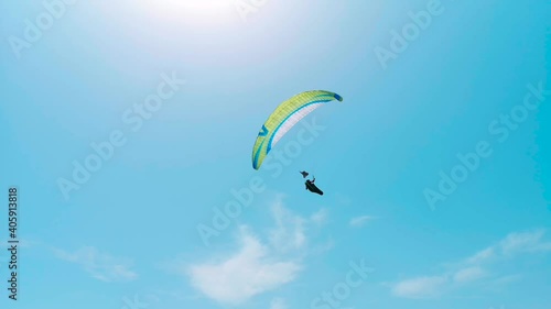 sky diving from plane parachute paragliding sport paraglider fly flying blue extreme air freedom adventure gliding flight glider paraglide high skydiving fun wind activity leisure clouds cloud par
