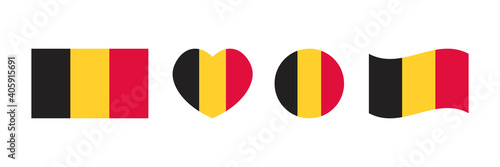 Set, collection of design elements with Belgium flags in different shapes for independence day and other national holidays design.