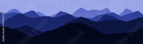design blue mountains slopes wild landscape - wide cg background illustration