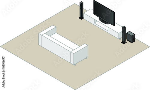 A 2.1 home theatre setup.With a subwoofer and 2 front speakers.