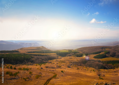 Mountain landscape in the morning. Highland in the Carpathians