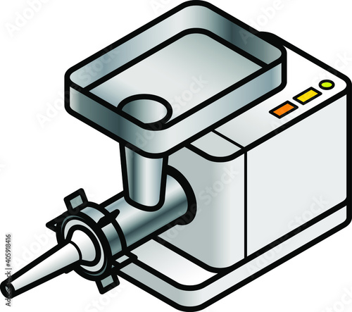 A bench-top meat mincer. With a sausage-making attachment.