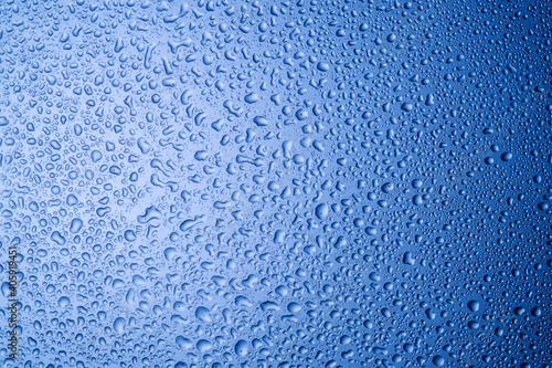 water drops on glass on blue background2