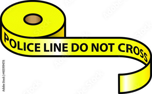 A roll of yellow police tape."Police line do not cross."