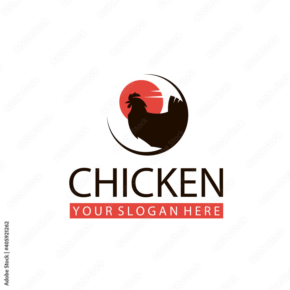 farm chicken label design isolated on white background