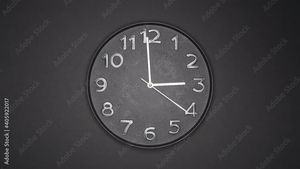 The Time On The Clock Three. Black Clock With The White Steel Arrow Running In The Background Of The Arabic Numerals.. The Time On The Clock Three. Black Clock With The White Steel Arrow Running In The Background Of The Arabic Numerals..