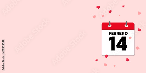 calendario San Valentín 14 de febrero español - espacio para texto