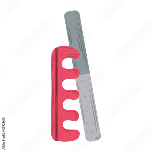 manicure finger separator and nail file care tool in cartoon style
