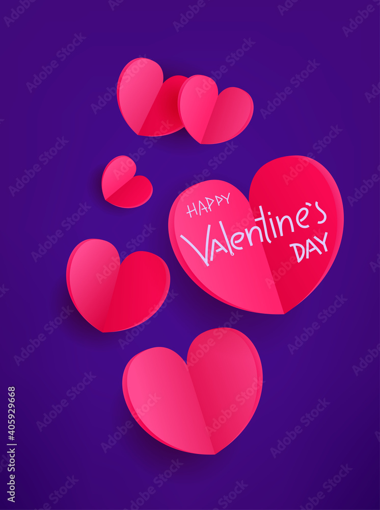 Vector template for a greeting card. Happy Valentines day