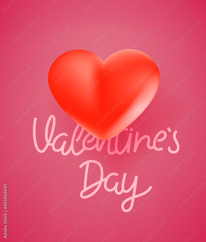Valentines Day celebration vector banner with 3d heart