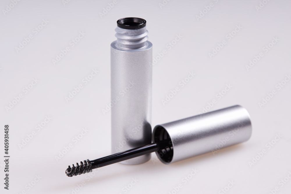 Transparent gel for eyebrow styling isolated on white background. Lash and eye brows care.